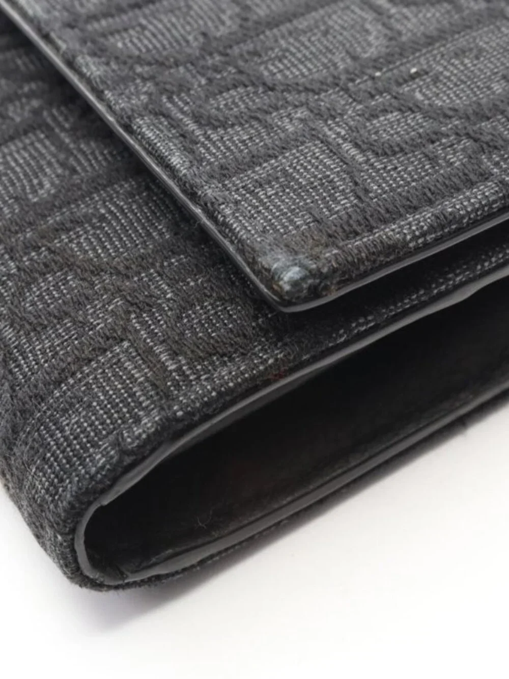 Dior Bifold Wallet Autumn Blue Jacquard Black Canvas Auction Zip Long
